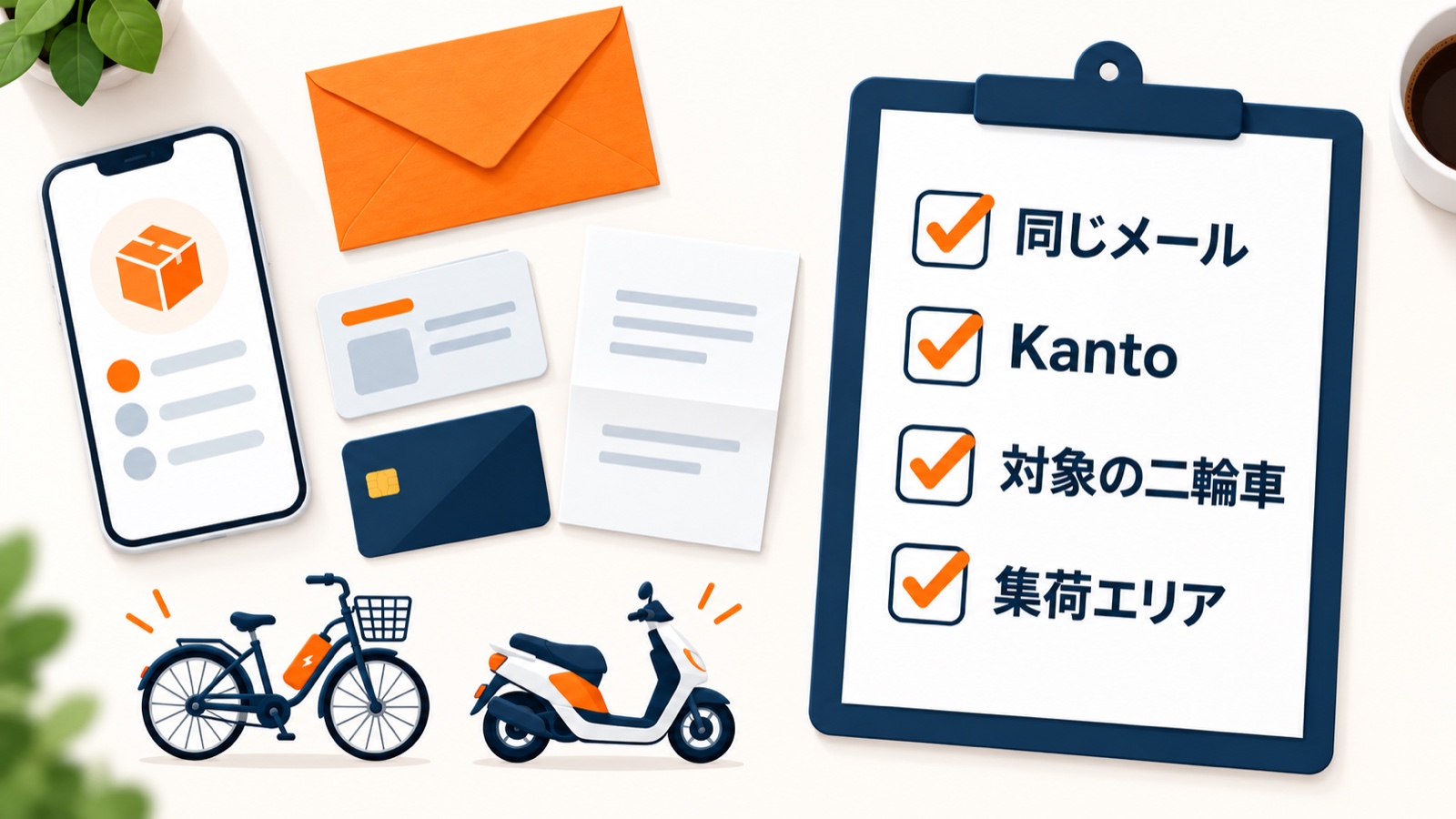 登録準備と同じメール・Kanto・対象車両・集荷エリアの4つの確認