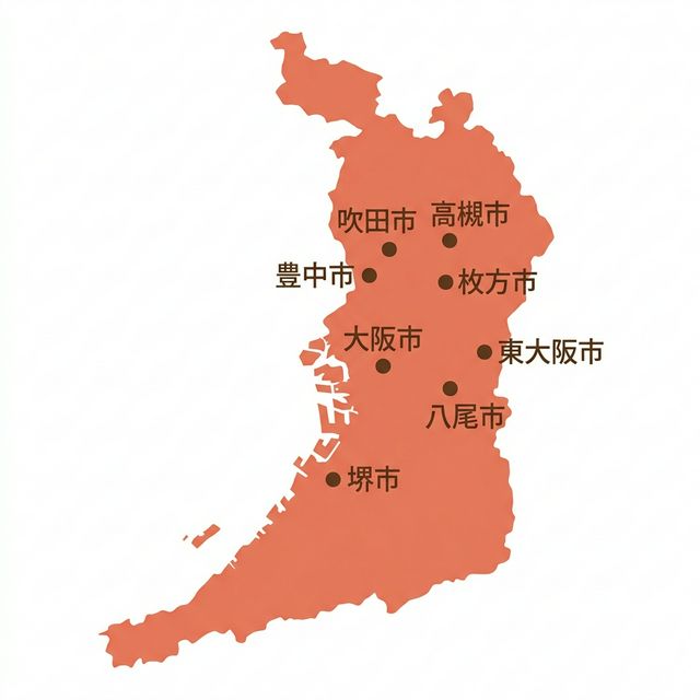 大阪府のロケットナウ対象エリアマップ